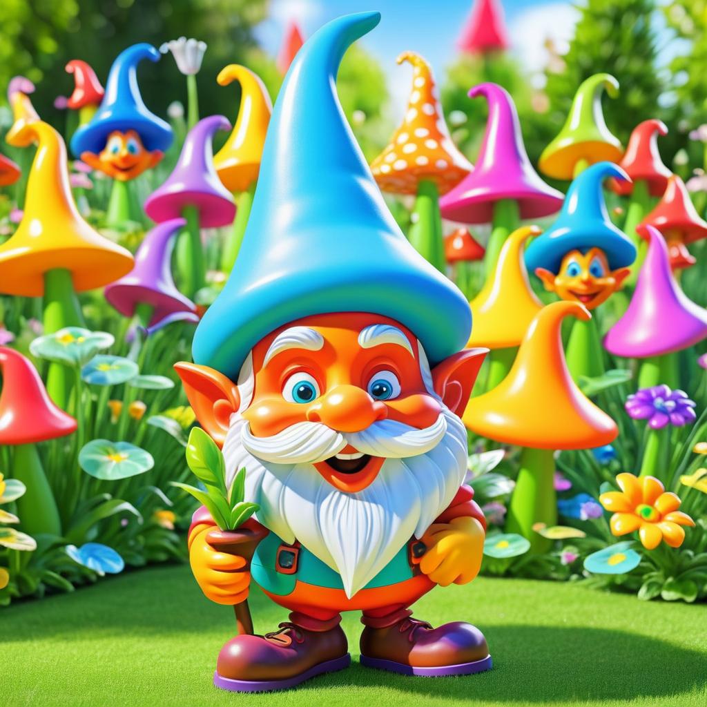 Whimsical Cartoon Garden Gnome Illustration