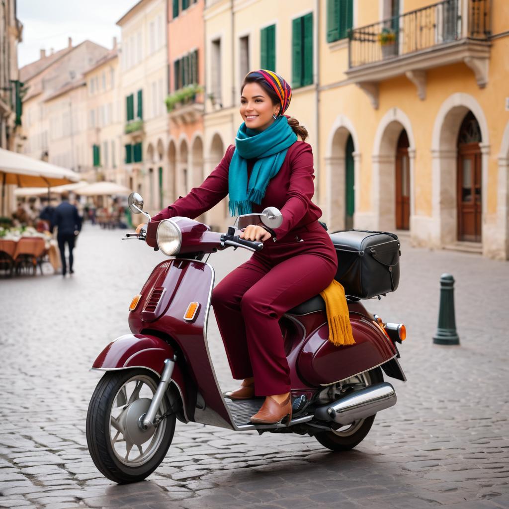 Vintage Moped Adventure in Historical Town