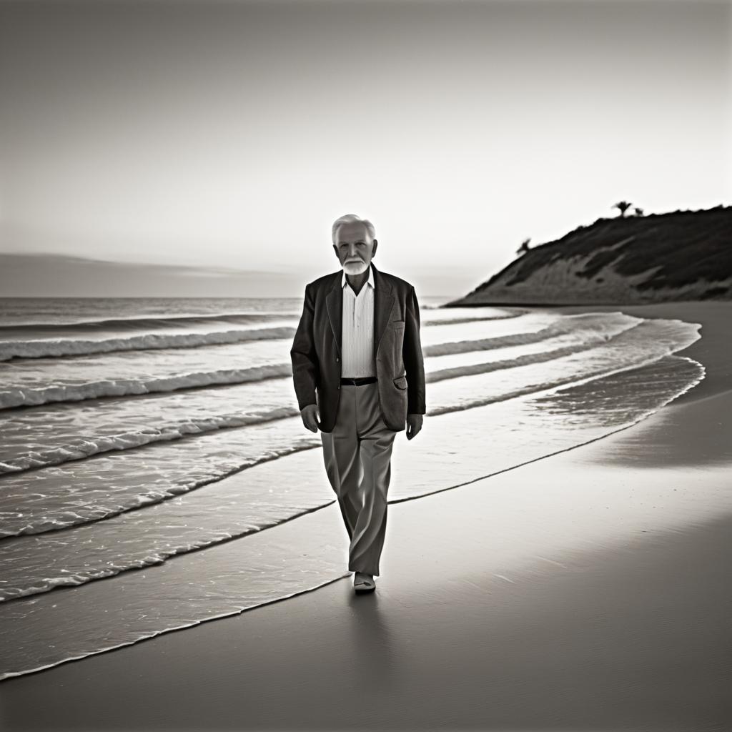 Vintage Sunset Beach Portrait of Man