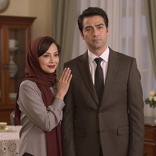 Stylish Couple in Warm Indoor Setting