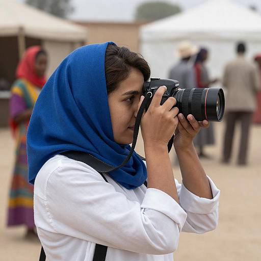 Focused Photographer in Vibrant Setting