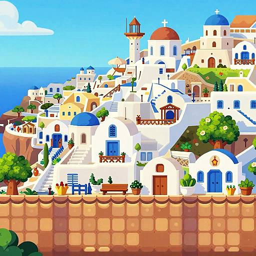 Greek Island Village Platformer Sprites