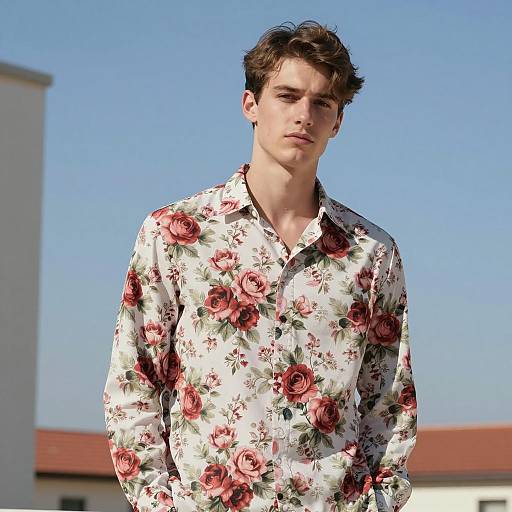 Casual Floral Print Shirt Portrait
