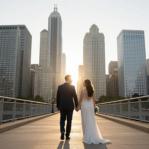 Couple Walking Hand-in-Hand at Sunrise