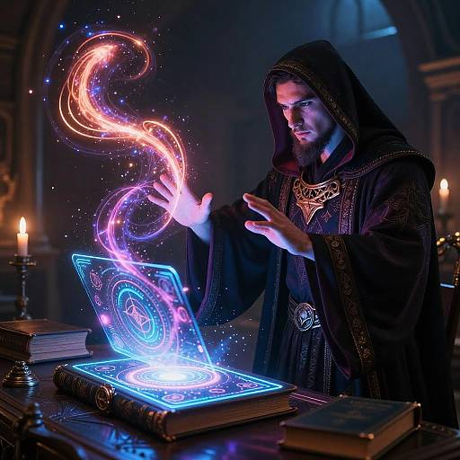 Cyber Mage Creating AI Art