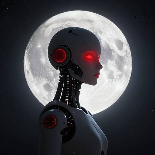 Sentient Machine Under Cosmic Moonlight