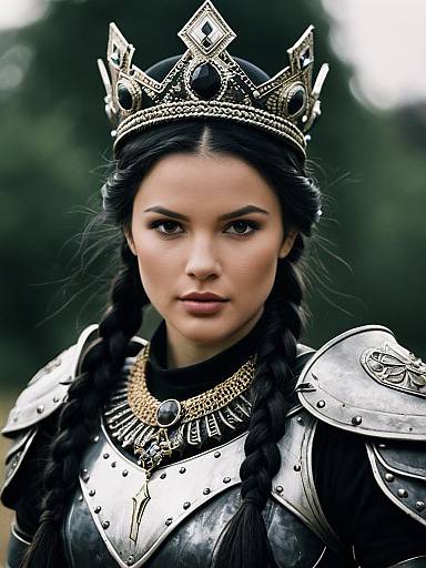 Realistic Girl in Armor and Accessories