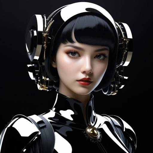 Dystopian Elegant Manga Robot Woman
