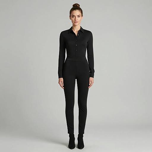 Woman in Black Button-Up Jumpsuit