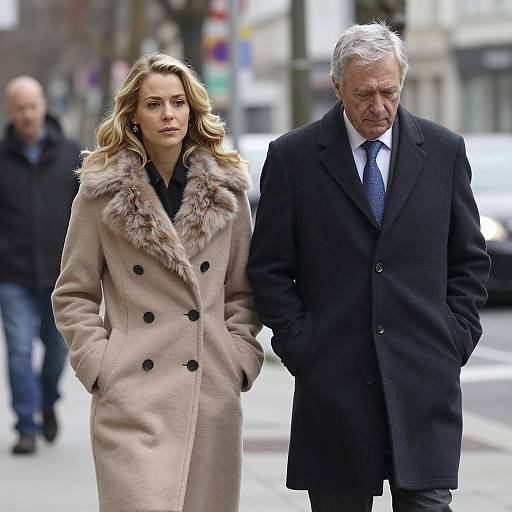 Two People Walking on City Street