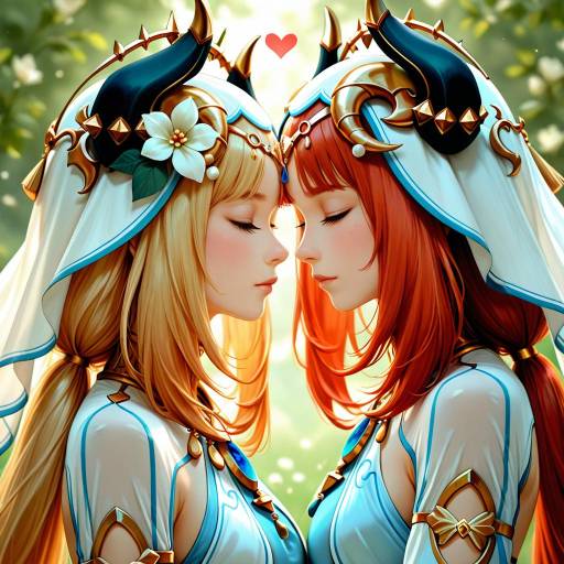 Two Girls with Floral Hair Ornaments