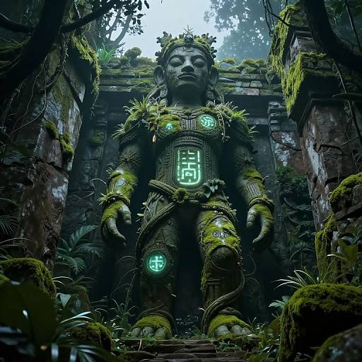 Mystical Kaax Figure in Jungle Ruins