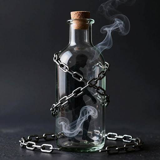 Surreal Addiction Symbol in Bottle