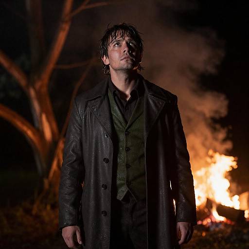 Intense Man in a Mysterious Forest