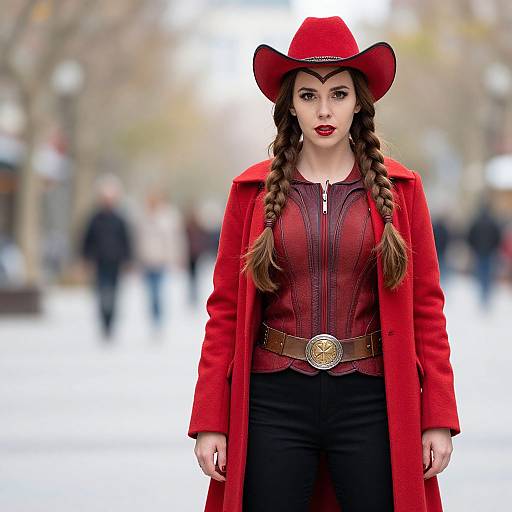 Scarlet Witch Retro Costume with Cowboy Hat
