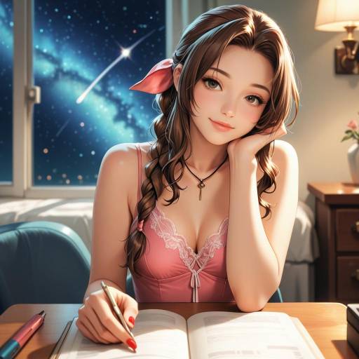 Joyful Aerith Under Gentle Moonlight