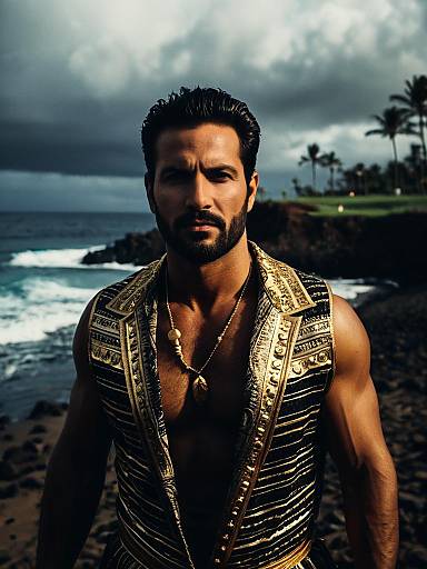 Photorealistic Man in Maui Costume