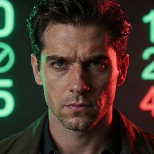 Intense Close-Up of a Focused Man