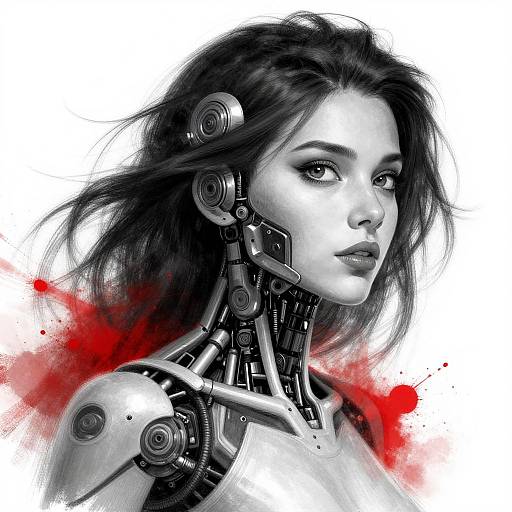 Cybernetic Woman with Biomechanical Elements