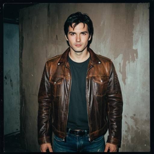 Rugged Man in Brown Leather Jacket
