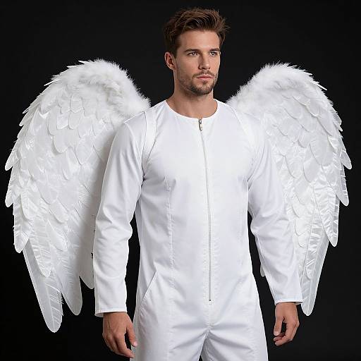 Close-Up White Angel Wings Costume