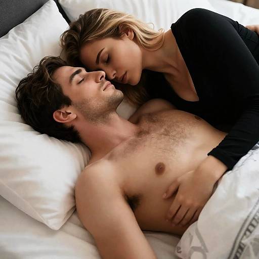 Couple in Intimate Moment in Bed