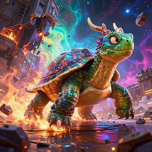 Epic Dragon Turtle Escape Scene