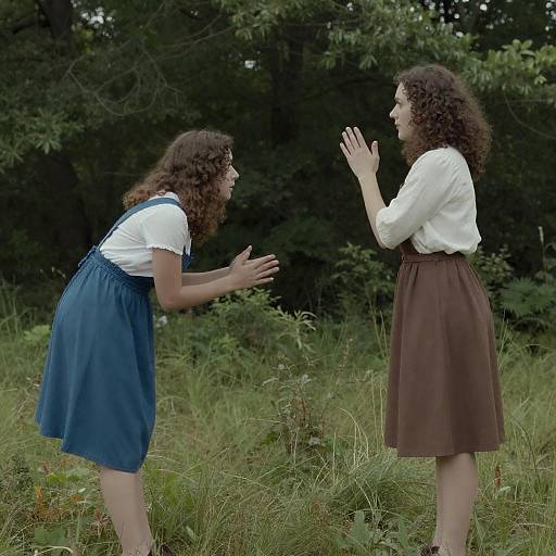 Two Women in Forested Meadow