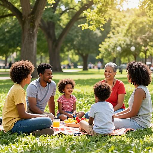 Joyful Afroamerican Family Picnic Scene