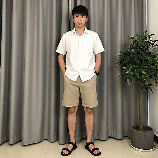 Realistic Portrait of Casual Male in Shorts