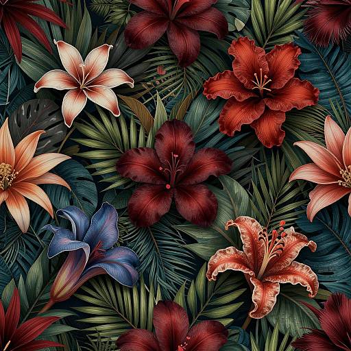 Vibrant Tropical Floral Seamless Pattern