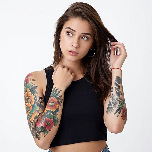 Tattooed Woman Portrait in Crop Top