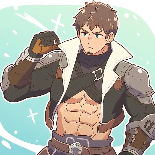 Illustration of Ardbert hylfyst, final fantasy in the style of Kurororo rororo