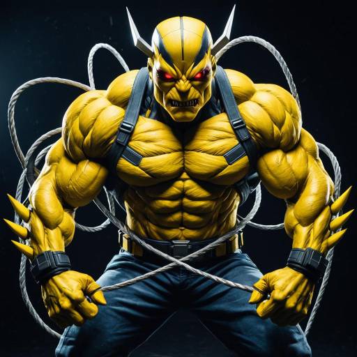 Yellow Mutant Cable Mascot with Glowing Red Eyes