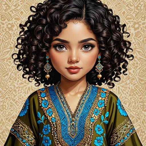 Chibi-Style Middle Eastern Woman in Embroidered Kaftan