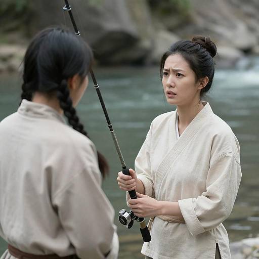 Concerned Exchange by the Riverbank