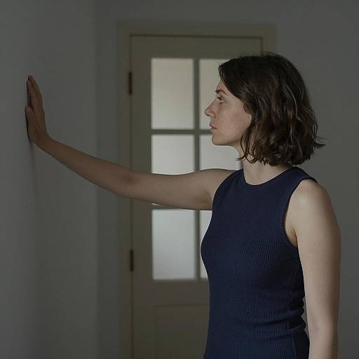 Serene Woman in a Dimly Lit Room