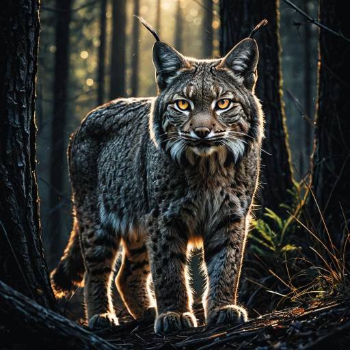 Bobcat in Forest at Dusk Bobcat in Forest at Dusk
