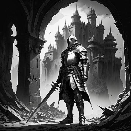 Brave Knight in Eerie Citadel Design Brave Knight in Eerie Citadel Design