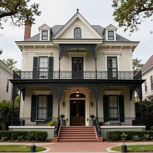 Victorian Mansion with Ironwork Balconies