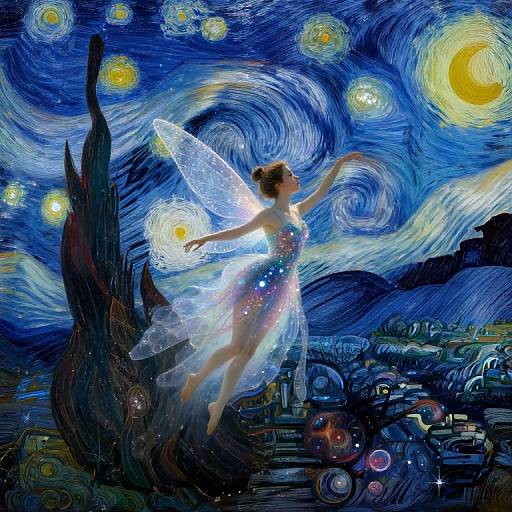 Celestial Fairy Dancing in Cosmic Dreamscape