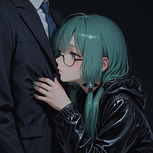 Illustration of Gumiya, vocaloid in the style of Temu (temp mumu)