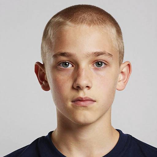 Realistic Portrait of Bald 13-Year-Old Boy