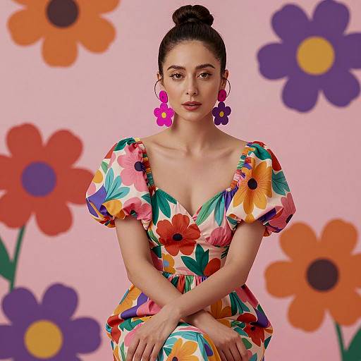 Vibrant Floral Fashion Portrait