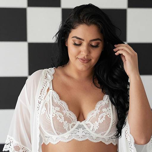 Elegant Plus-Size Beauty in Sheer Lace