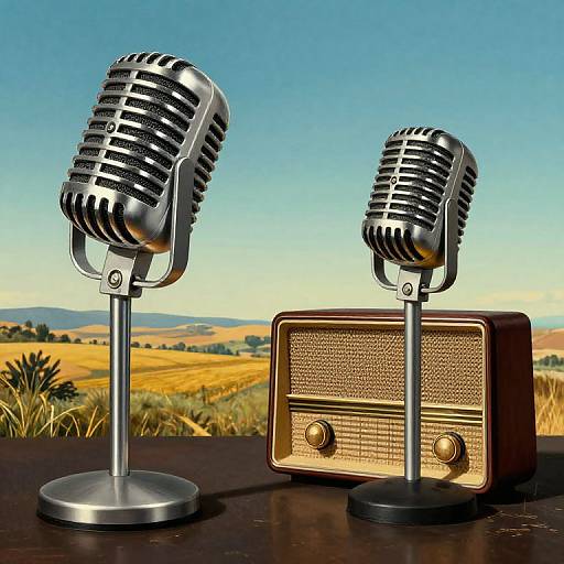 Surrealist Melting Microphones Landscape