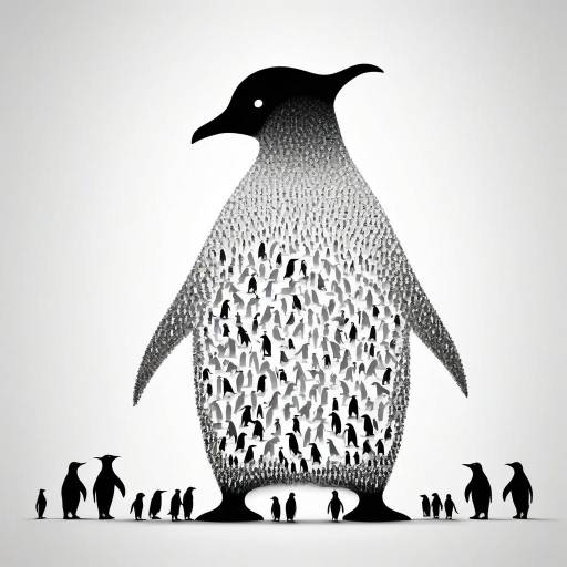 Minimalist Penguin Silhouette in Human Form