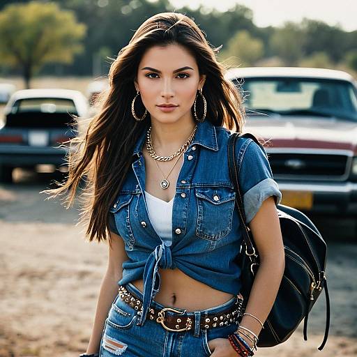 Edgy Rebel Fashion Outdoors with Accessories