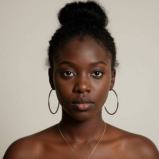 Realistic Portrait of Dark-Skinned Woman