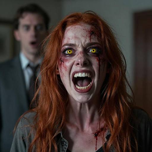 Wild Eyed Horror Scene with Surprise